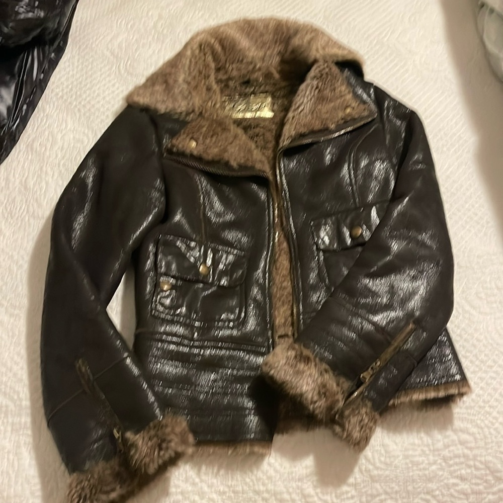 Faux Fur Guess Women Bomber Jacket Size Small